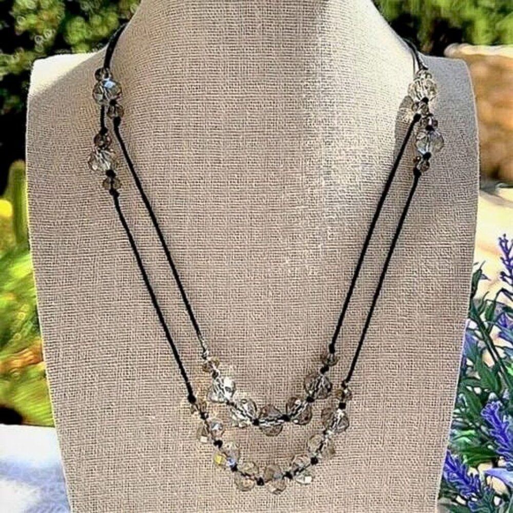 SHA Signed Crystal Bead 2 Strand Necklace